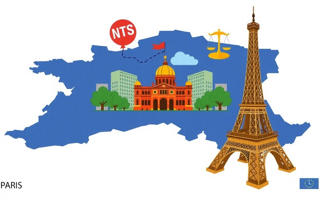 Carte stylisée de Paris avec des éléments juridiques